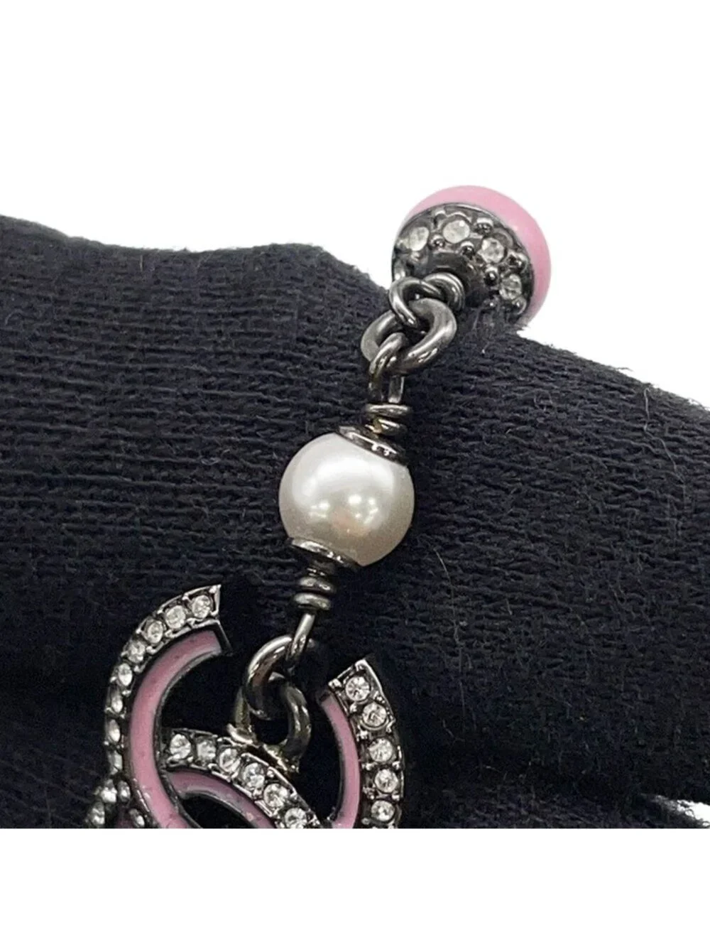 Chanel Necklace CC Logo Faux Pearl Rhinestone